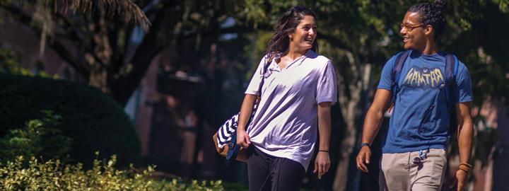 Students walking on campus