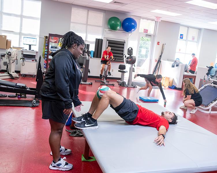 Students working in athletic training lab.